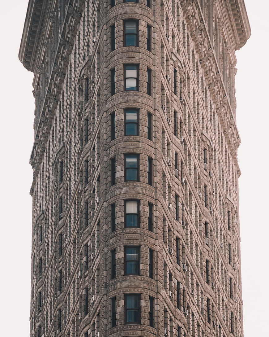 Low angle view of Flatiron Building facade architecture