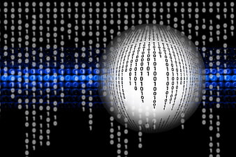 Digital Sphere With Binary Code And Blue Data Stream