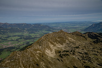 Panoramic View of Allgäu Alps Mountain Ridge and Valley