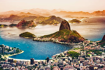 Aerial View of Sugarloaf Mountain and Rio de Janeiro Bay