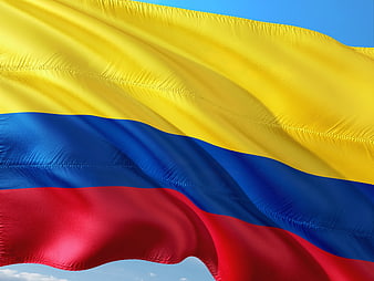 Colombian Flag Waving in the Wind