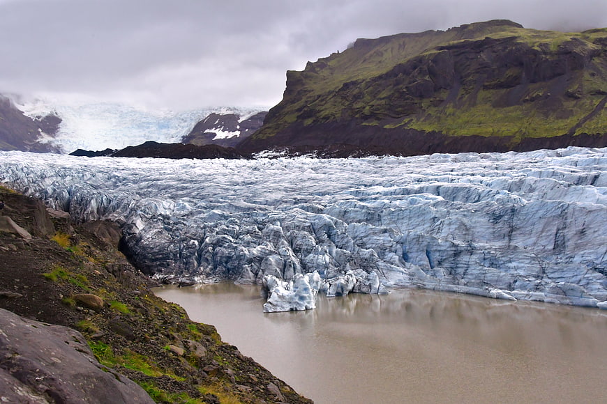 Sólheimajökull Glacier Lagoon in Iceland with Icebergs