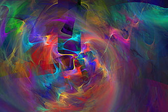 Abstract Multicolor Swirling Fractal Art Background