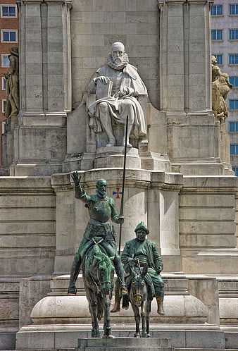 Don Quixote and Sancho Panza Bronze Statues in Madrid