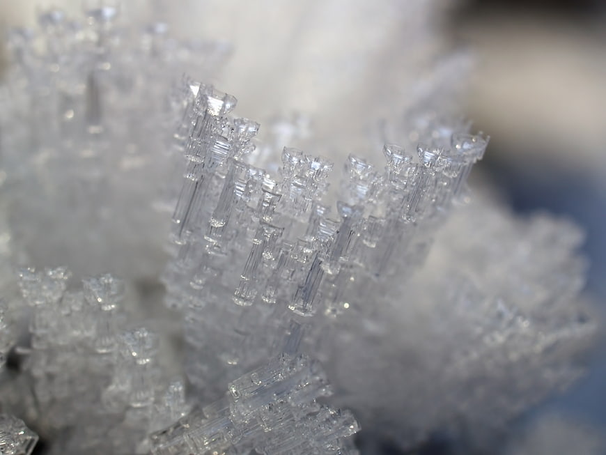 Macro Close-Up of Intricate Ice Crystals