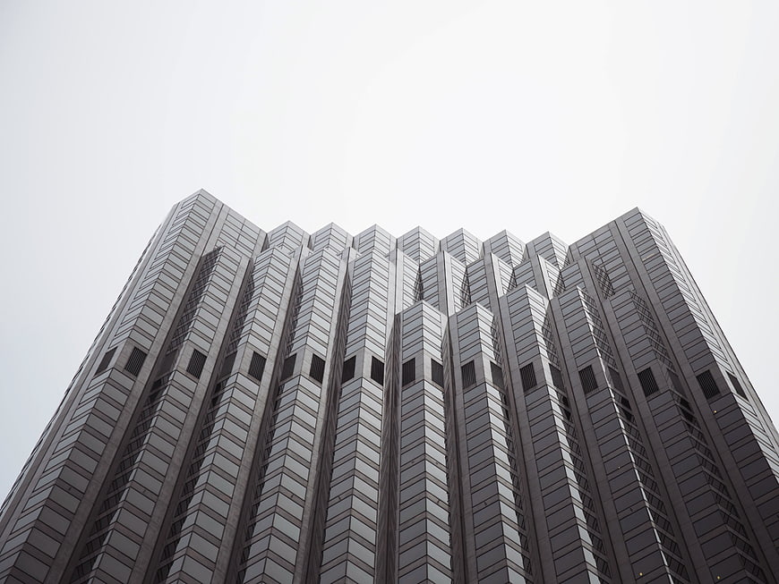 Low angle view of modern skyscraper architecture