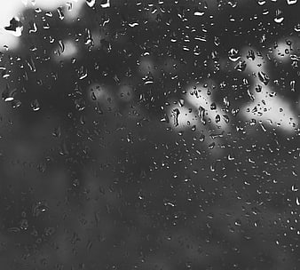 Raindrops on Glass Window Black and White Background
