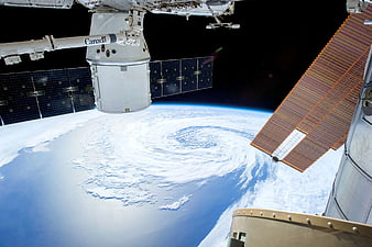 Hurricane View from International Space Station Solar Panels