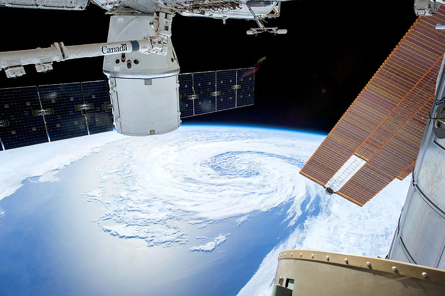 Hurricane View from International Space Station Solar Panels