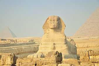 Great Sphinx of Giza with Pyramids in Background
