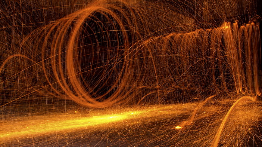 Abstract Steel Wool Sparks Long Exposure Light Painting