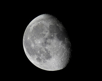 Detailed Waxing Gibbous Moon Against Black Night Sky
