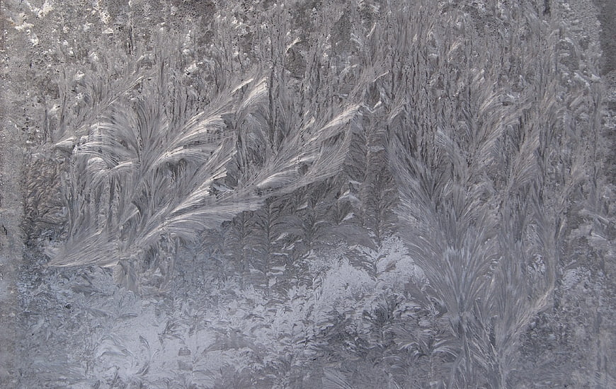Abstract Frost Patterns on Frozen Window Glass