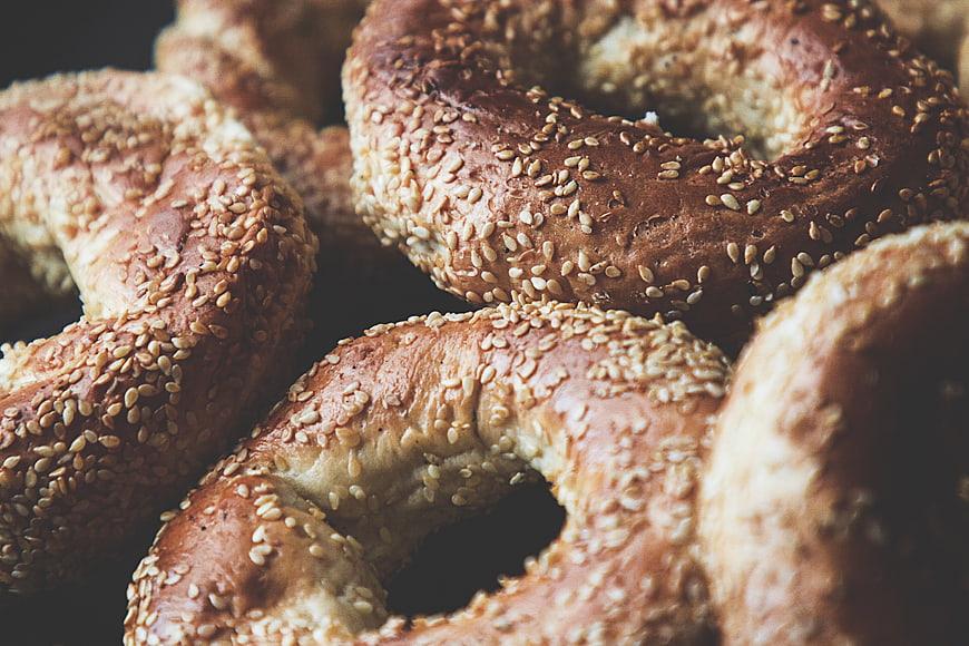 Close-up of Freshly Baked Sesame Bagels