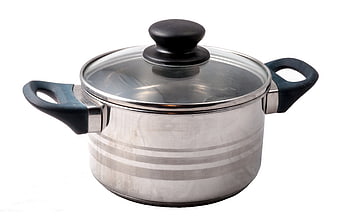 Stainless Steel Stockpot With Glass Lid And Black Handles