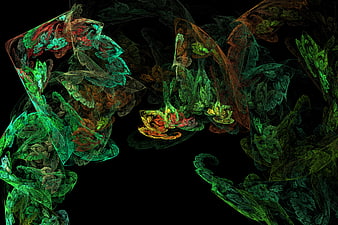 Abstract fractal tropical leaves digital art background
