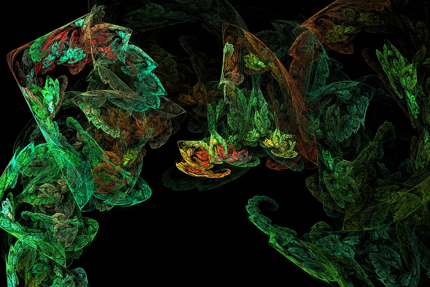 Abstract fractal tropical leaves digital art background