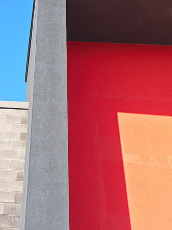 Modern Abstract Architecture with Red and Gray Walls