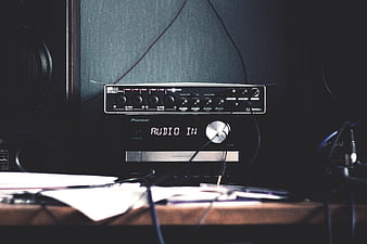 Vintage Pioneer Audio System and Reverb Unit in Dark Studio