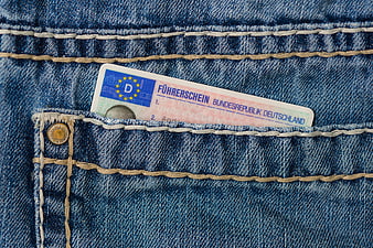 German Driver's License in Denim Jeans Pocket Close-Up