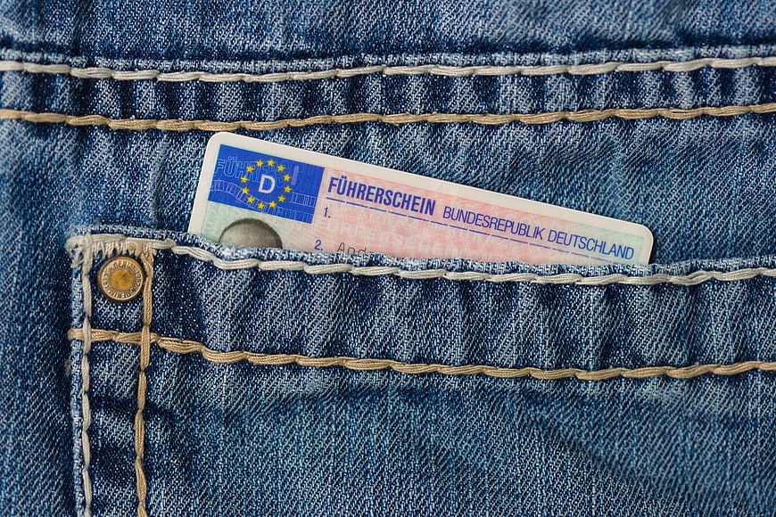 German Driver's License in Denim Jeans Pocket Close-Up