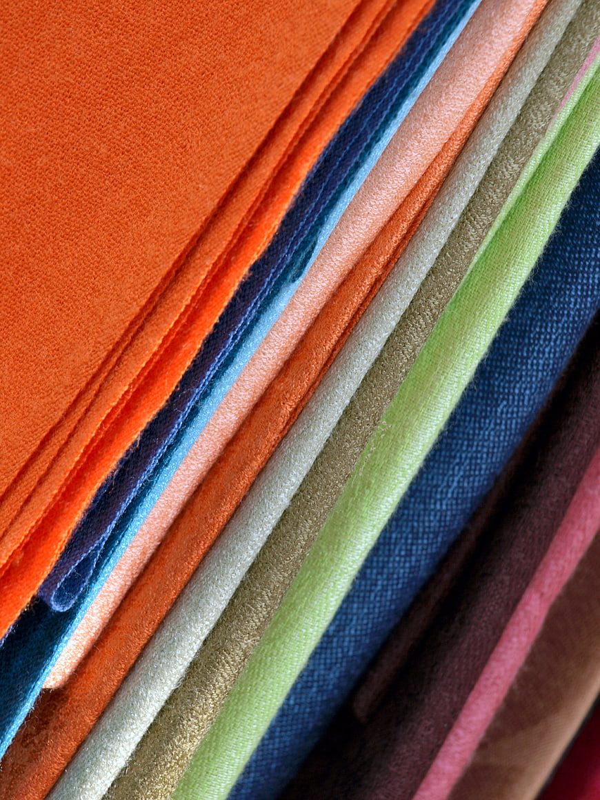 Colorful Fabric Swatches Stacked Diagonally