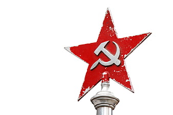 Weathered Red Soviet Star Emblem With Hammer And Sickle Symbol