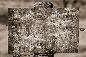 Weathered Empty Wooden Sign Board On Fence Post