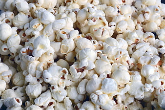 Close-up texture of fluffy white popcorn snack