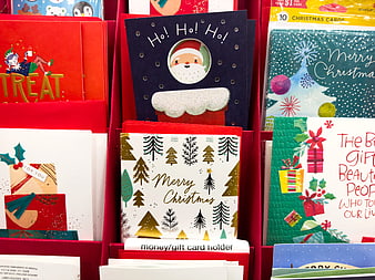 Colorful Christmas Greeting Cards in Retail Display