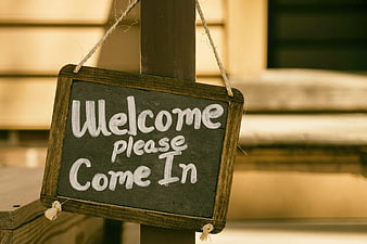 Rustic Welcome Please Come In Chalkboard Sign