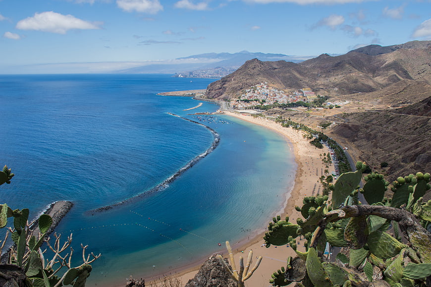 Aerial View of Playa de las Teresitas Beach in Santa Cruz de Tenerife