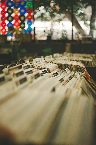Vinyl Records in Record Store Bin
