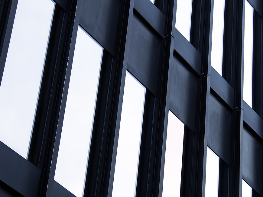 Abstract Modern Building Facade with Diagonal Windows