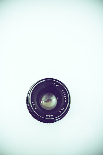 Vintage Camera Lens on White Background