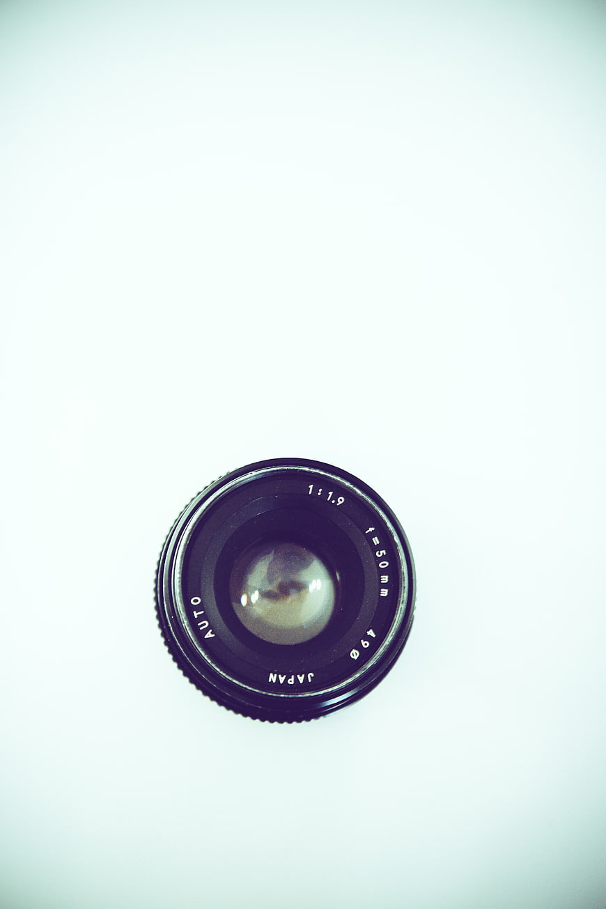 Vintage Camera Lens on White Background