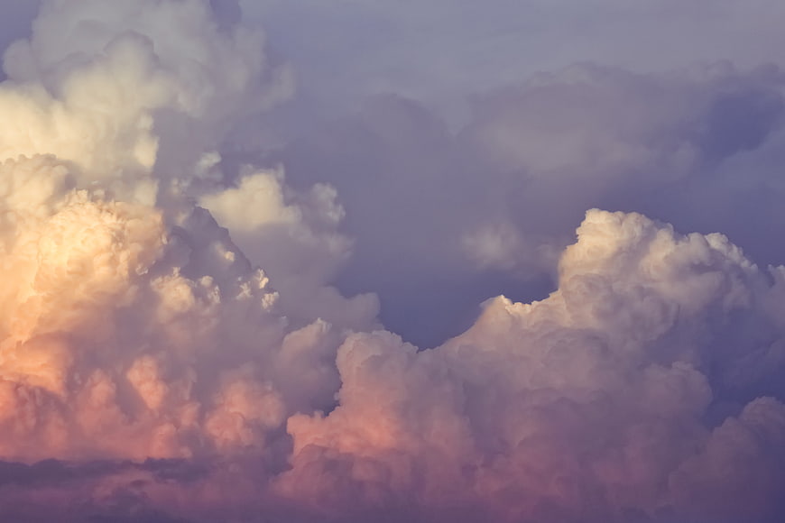 Dramatic sunset clouds with pink and purple hues