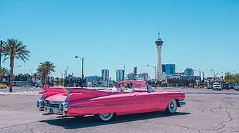 Pink Classic Cadillac Convertible in Las Vegas