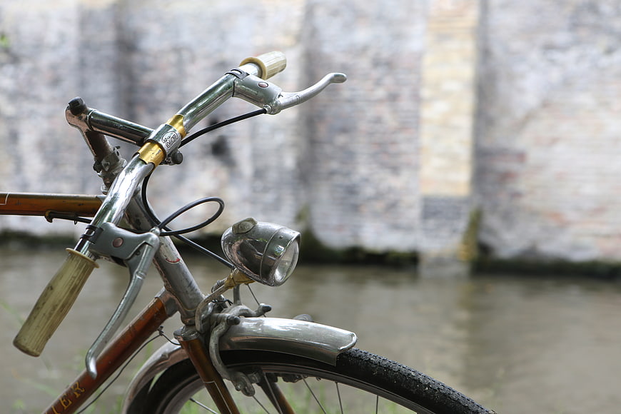 Vintage Bicycle Handlebars by a Canal