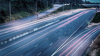 Long Exposure Highway Traffic Light Trails at Dusk