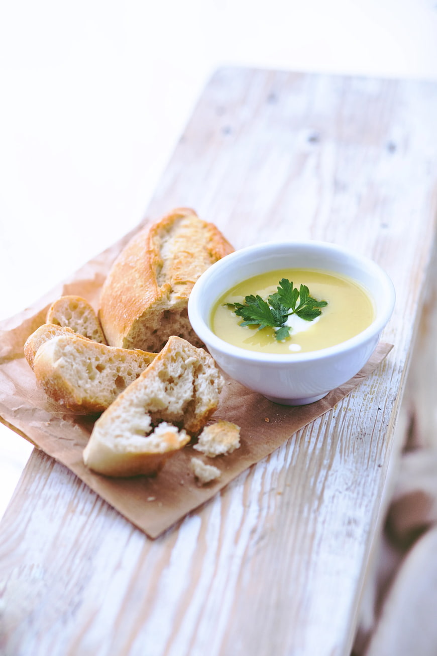 Creamy Leek and Potato Soup with Rustic Bread