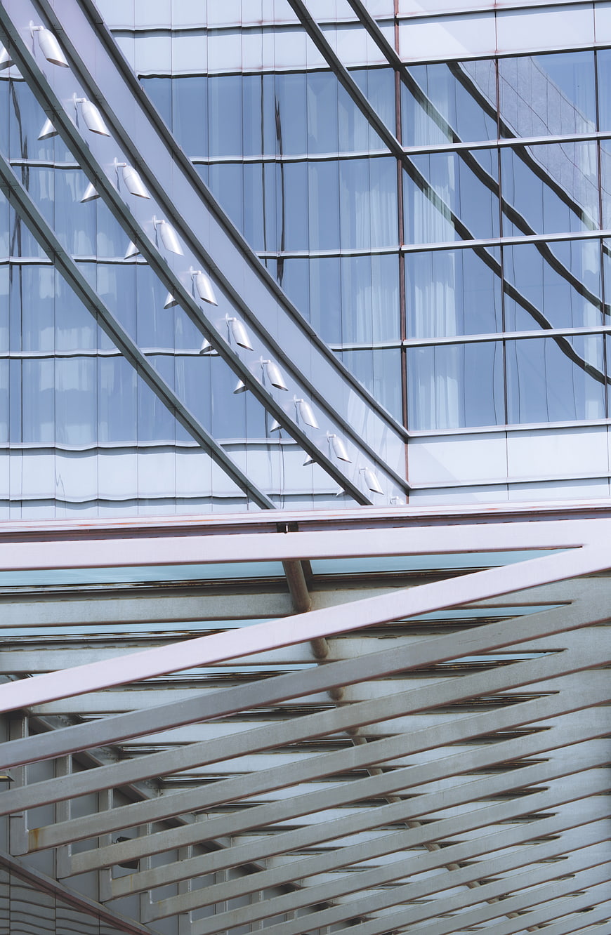 Abstract Modern Glass and Steel Architecture Detail