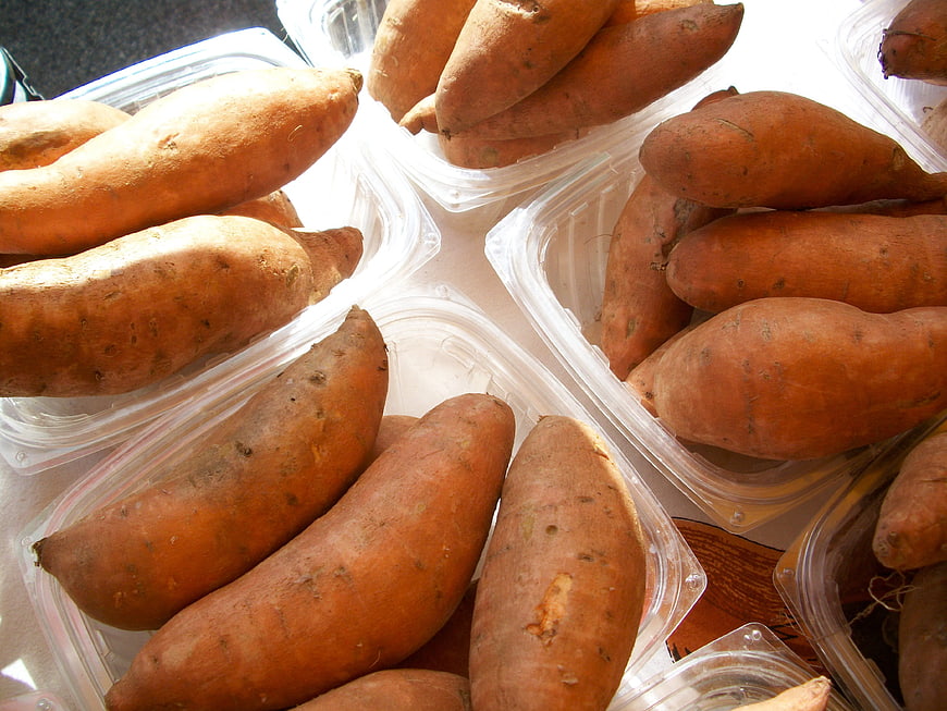 Fresh Sweet Potatoes in Clear Plastic Containers