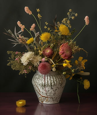 Rustic Wildflower Bouquet in Speckled Ceramic Vase