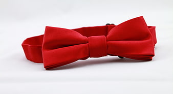 Red Satin Bow Tie On White Background