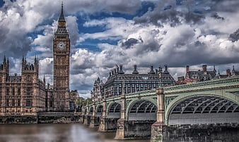 Dramatic View of Big Ben and Westminster Bridge in London