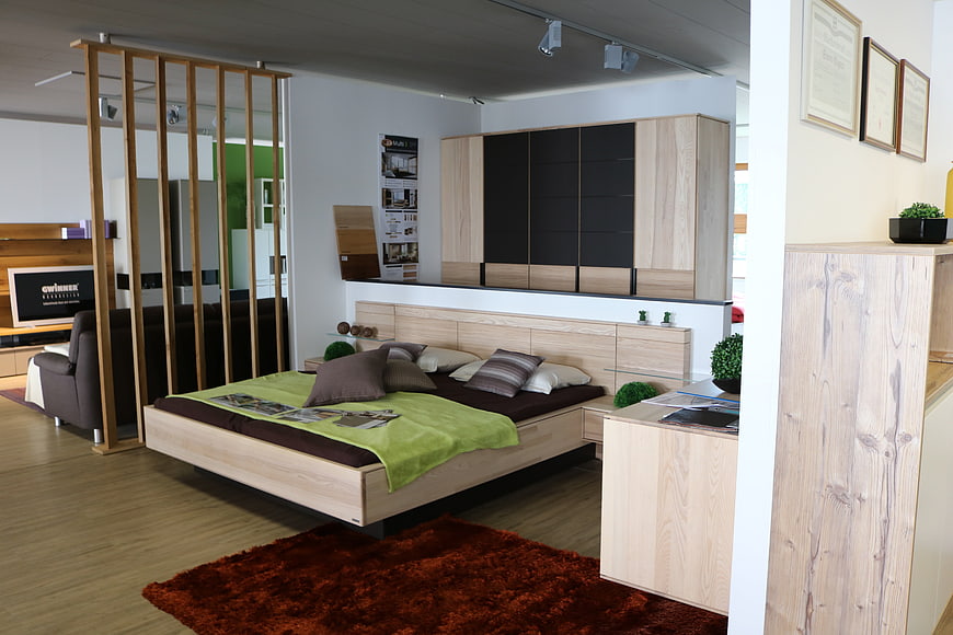 Modern Bedroom Furniture Display In Contemporary Showroom