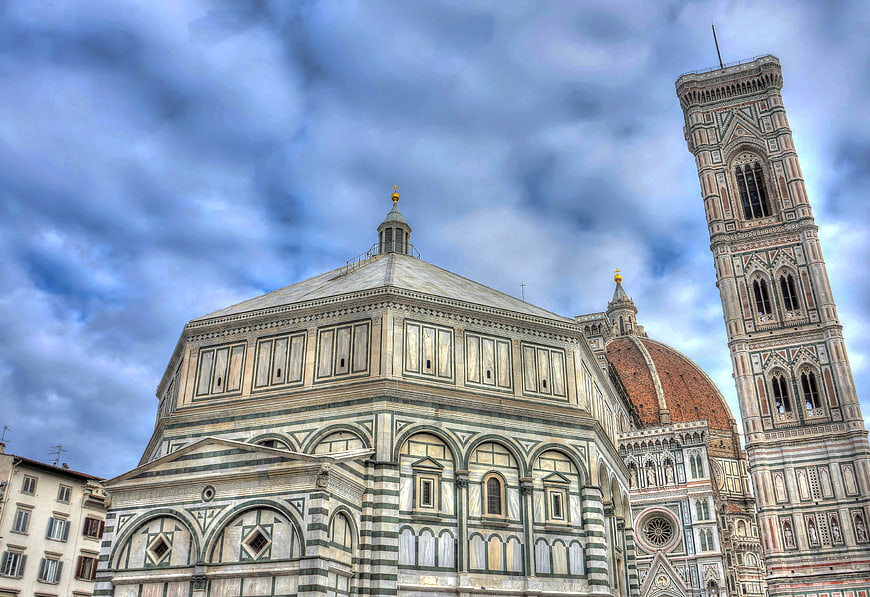 Florence Cathedral and Giotto's Bell Tower Under Dramatic Sky