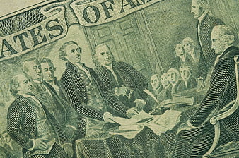 Close-up of US Two Dollar Bill Engraving