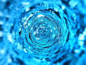 Abstract Blue Water Tunnel With Sparkling Liquid Ripples And Concentric Circles